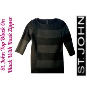 Black On Black St. John Top With Back Zipper